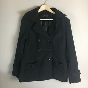 Outer Edge Charcoal Hooded Peacoat